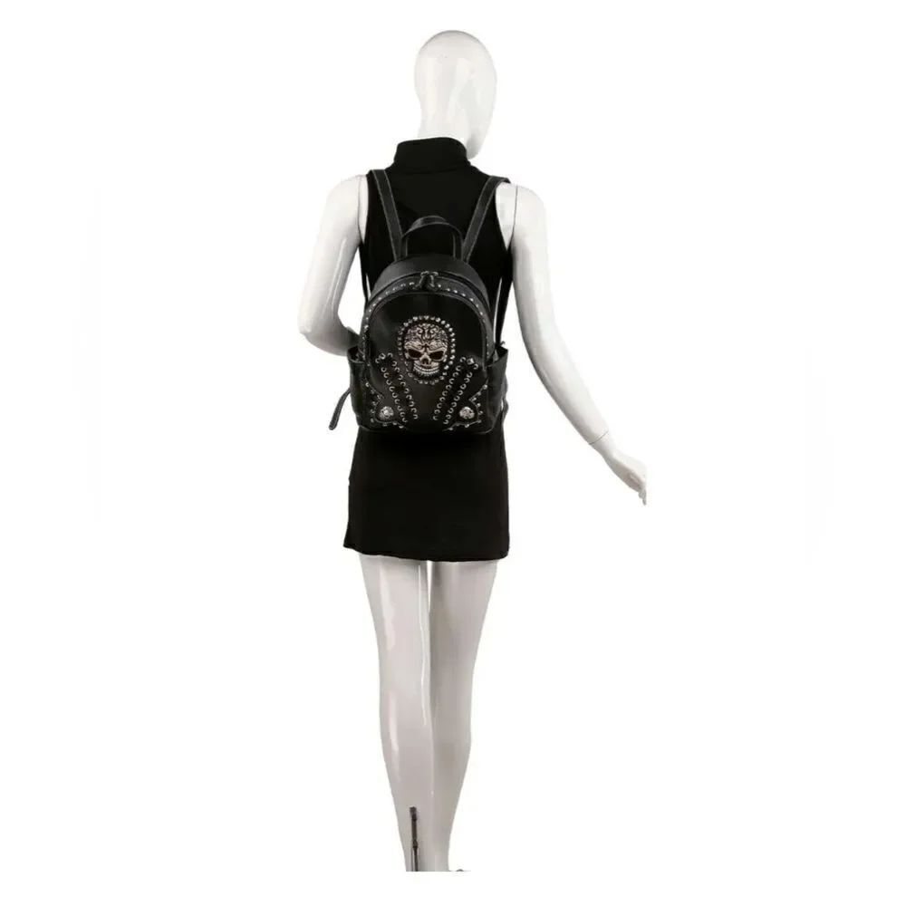 Edgy Backpack with Studded Skull Design - Picture 5 of 6